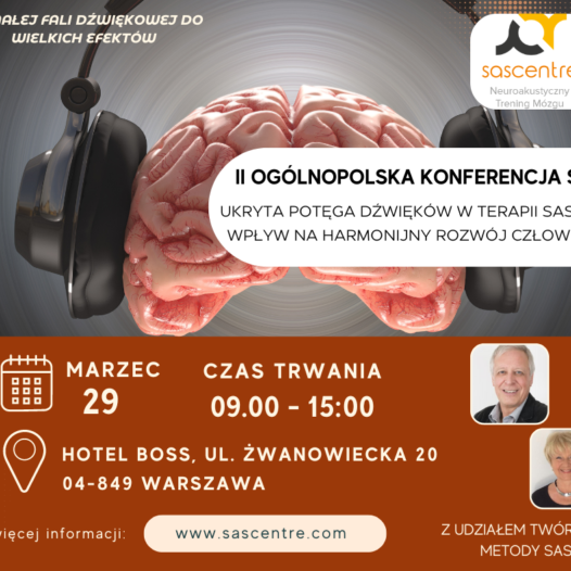 II Ogólnopolska Konferencja SAS: Ukryta potęga dźwięków w terapii SAS i ich wpływ na harmonijny rozwój człowieka.